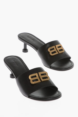 Open Toe GROUPIE Mules With Statement Logo With Heel 5 cm