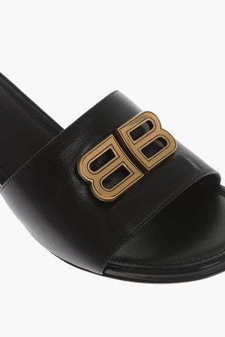 Open Toe GROUPIE Mules With Statement Logo With Heel 5 cm