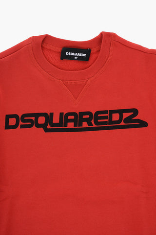 Solid Color RELAX Crew-neck Sweatshirt with Contrasting Logo