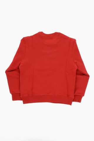 Solid Color RELAX Crew-neck Sweatshirt with Contrasting Logo
