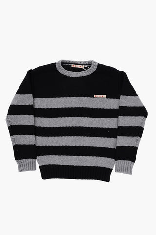 Striped Two-Tone Crew-neck Sweater