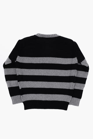 Striped Two-Tone Crew-neck Sweater