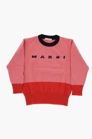 Color-Block Rundhals-Pullover aus Wollmischung