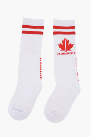 Solid Color Long Socks with Contrasting Details