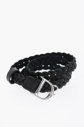 Cintura Slim in Pelle Intrecciata 15mm