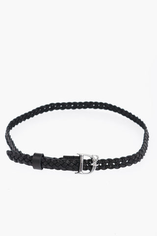 Cintura Slim in Pelle Intrecciata 15mm