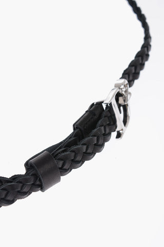 Cintura Slim in Pelle Intrecciata 15mm