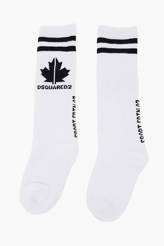 Solid Color Long Socks with Contrasting Details