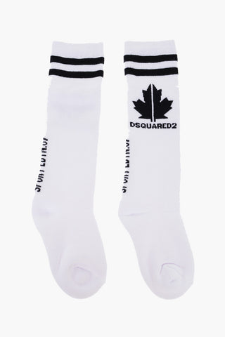 Solid Color Long Socks with Contrasting Details