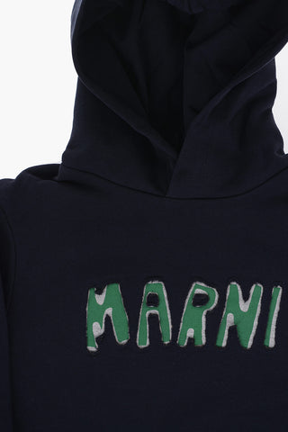 Solid Color Hoodie with Contrasting Logo