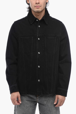 Giubbotto di Jeans Svasato con Cuciture a Vista