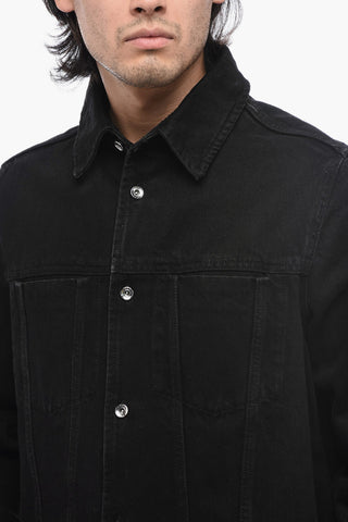Giubbotto di Jeans Svasato con Cuciture a Vista