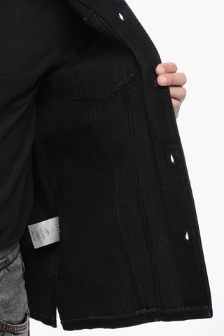 Giubbotto di Jeans Svasato con Cuciture a Vista