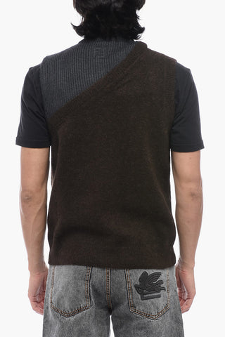 Virgin Wool Double-layered Vest with Half Zip