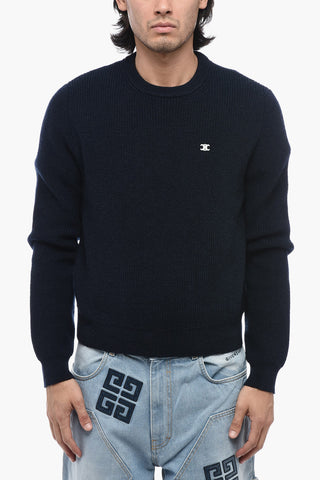 Ribbed Pullover with Patch Logo
