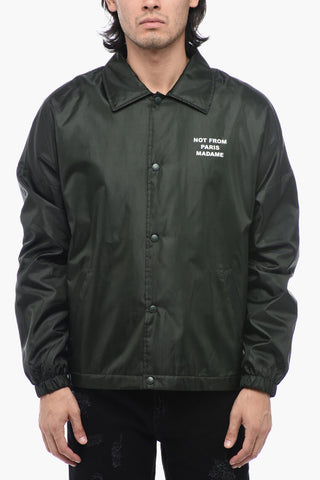 Pile Lining Windbreaker with Slogan