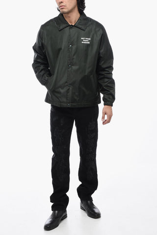 Pile Lining Windbreaker with Slogan