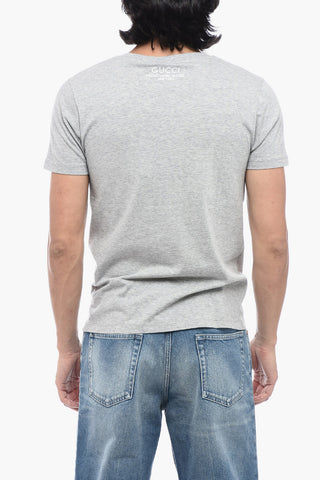 Cotton T-Shirt with Raw-cut V Neck