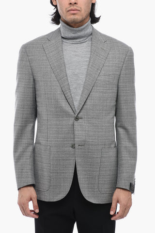 Wool Half-lined Blazer with Hopsack Motif