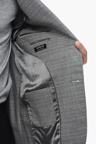 Wool Half-lined Blazer with Hopsack Motif