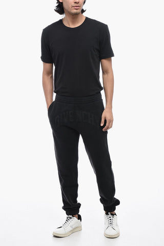 Brushed Cotton Joggers with Logo Lettering