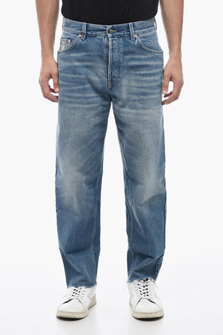 Mid Wash Cropped Fit Denims with Fringed Hem 16cm