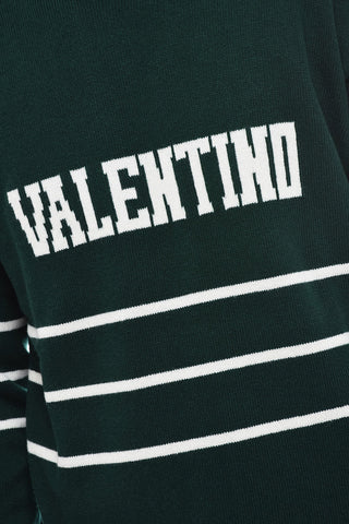 Maglia Girocollo a Righe con Logo Lettering