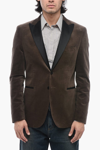 Velvet Blazer with Satin Detailing