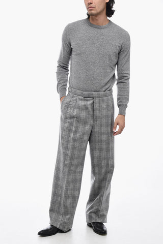 Check Motif Tailored Pants with Pleats