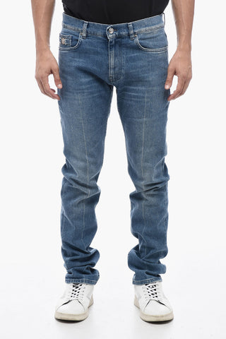 Mid Wash Cotton Blend Skinny Fit Denims 14cm