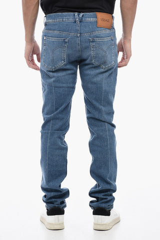 Mid Wash Cotton Blend Skinny Fit Denims 14cm