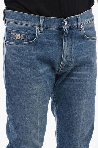 Mid Wash Cotton Blend Skinny Fit Denims 14cm