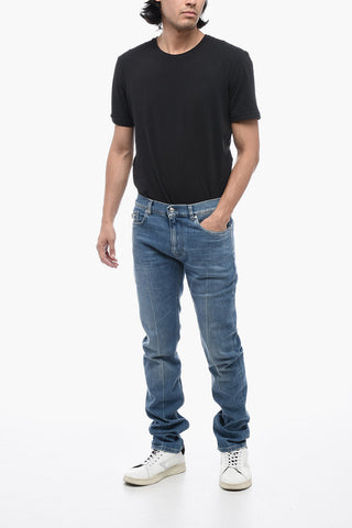 Mid Wash Cotton Blend Skinny Fit Denims 14cm