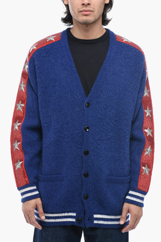 Oversized Cardigan with Sequined Embroidered Band