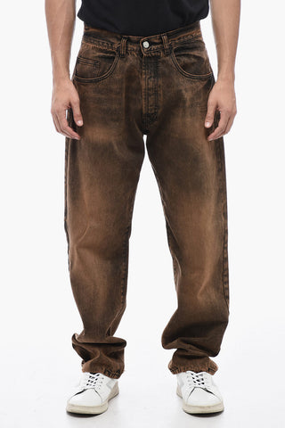 Distressed Logoed Denims with Acid-Wash Effect