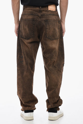 Distressed Logoed Denims with Acid-Wash Effect