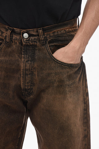 Distressed Logoed Denims with Acid-Wash Effect