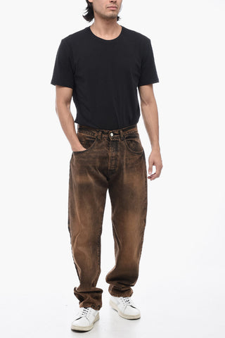Distressed Logoed Denims with Acid-Wash Effect