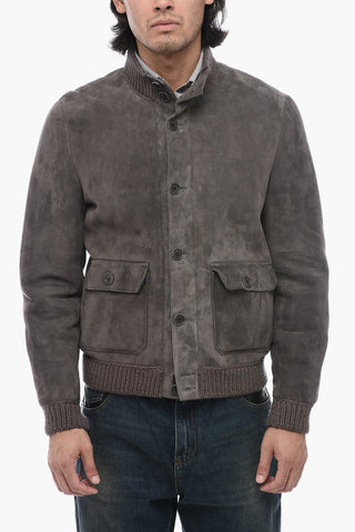 Giubbotto in Suede con Dettagli in Maglia