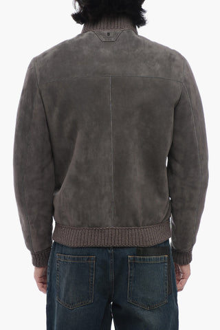 Giubbotto in Suede con Dettagli in Maglia