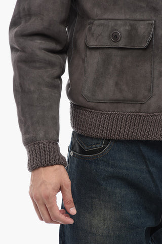 Giubbotto in Suede con Dettagli in Maglia