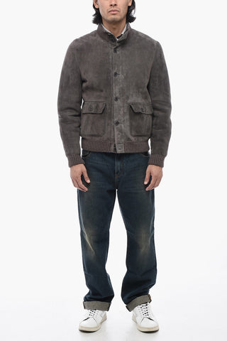 Giubbotto in Suede con Dettagli in Maglia