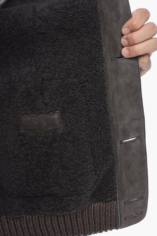 Giubbotto in Suede con Dettagli in Maglia