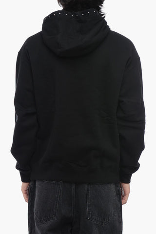 Fleeced Cotton Hoodie with Embroidered Logo and Studs