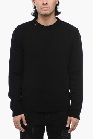 BLACK UNTITLED Cashmere Crewneck Sweater with Studs Detail