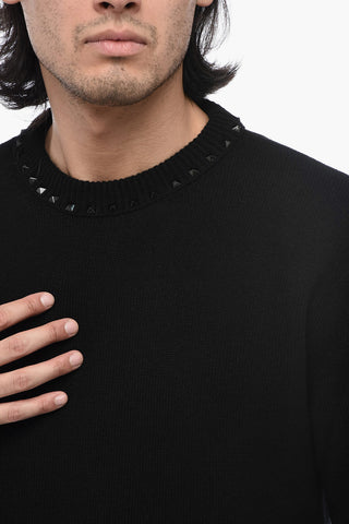 BLACK UNTITLED Cashmere Crewneck Sweater with Studs Detail