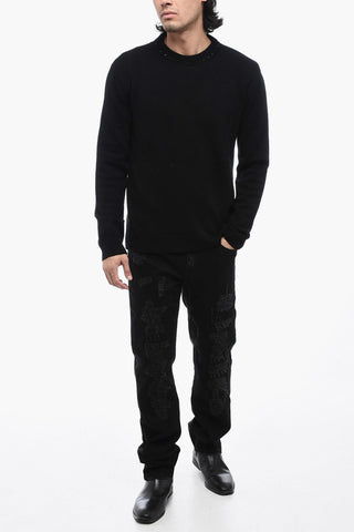 BLACK UNTITLED Cashmere Crewneck Sweater with Studs Detail