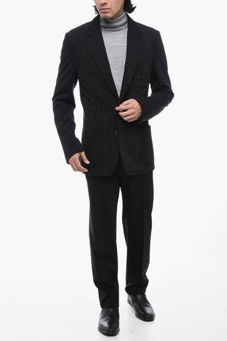 Herringbone Motif Blazer with Embroidered Logo