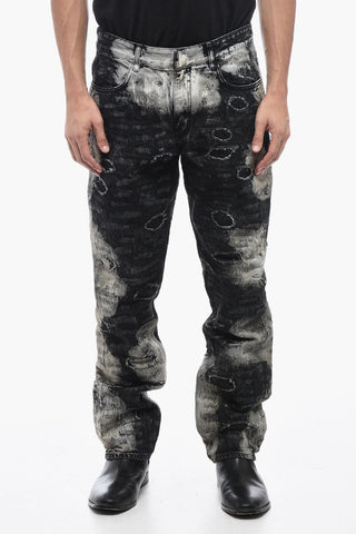 Distressed Cotton Half-coated Lived-in Denims 17cm