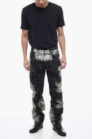 Distressed Cotton Half-coated Lived-in Denims 17cm